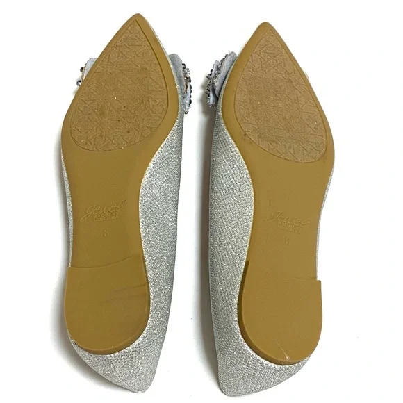 Jewel Badgley Mischka Zanna Silver bow flat - Picture 3 of 4